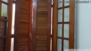 Handyman Watches Interracial Threesome Bareback in Bedroom