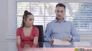 Blonde Teen Sucks Agent's Cock to Seal Deal