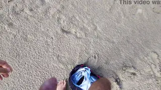 Hairy Brunette MILF Takes Stranger Missionary on Beach