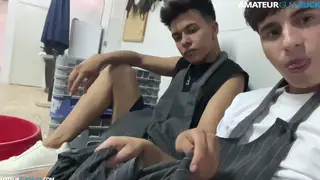 Latino Twink Sucks Coworker's Uncut Cock at Desk