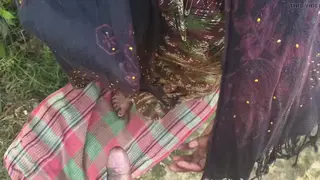 Indian Curvy Wife Performs Outdoor Handjob in Cheerleader Gear