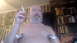 Mature Tattooed Man Plays Nipples Outdoors