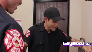 Firefighters Swap Deep Blowjobs in Full Gear