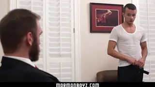 Bearded Bear Barebacks Young Missionary in Uniform