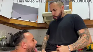 Latino Bear Dominates Tattooed Partner in Interracial Encounter