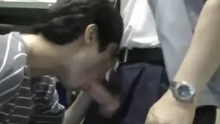 Asian Daddy in Uniform Barebacks a Guy