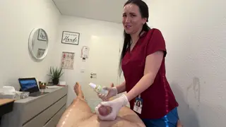 MILF Nurse Gives POV Massage Blowjob Until He Cums Twice