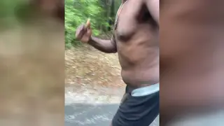 Mature Ebony Daddy Flexes Muscles During Public Gym Session