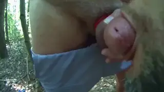 Hairy Bear Daddy Leads Outdoor Group Blowjob Orgy