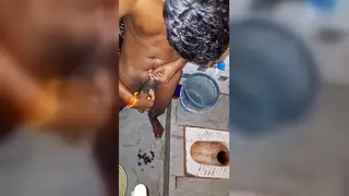Hairy Indian Daddy Shaves Then Strokes to Cumshot