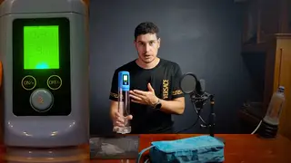 Guy Tests Penis Pump in Shower POV While Partner Watches