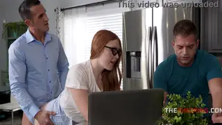 Redhead Teacher Claims Student Over Desk
