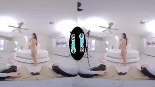 Petite Brunette Auditions in VR Casting with Facial Finish