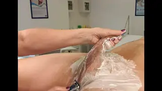 European Nurse Gives a Close Shave in POV