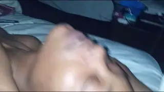 Petite Ebony Girlfriend Swallows Deep in POV Encounter