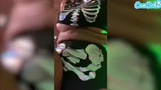 Latina MILF Rides a Skeleton Machine on Halloween Night