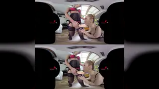 Blonde MILF Dominates Lesbian Partner in Stockings
