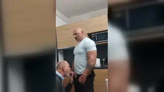 Mature Daddy Swallows Bodybuilder Friend's Load Deep