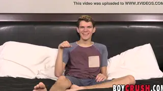 Slim Twink Strokes Big Cock During Casting Interview