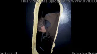 Redhead Takes Two Cocks Deep at a Gloryhole