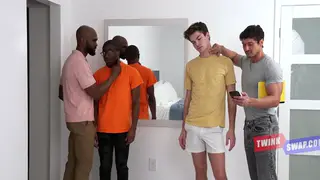Stepdad Leads a Bareback Orgy With Interracial Twinks
