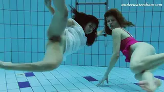 European Lesbians Tease Each Other Underwater POV
