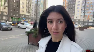 Brunette MILF Walks Public Market Wearing Lover's Facial