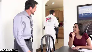 Busty Brunette Tutor Satisfies Married Man with Squirt and Oral