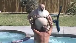 Hairy Bear Daddy Unloads Repeatedly in Holiday Blowjob