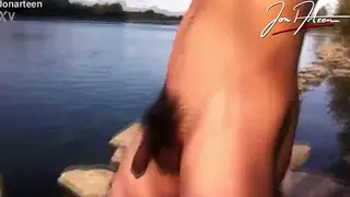 Asian Twink Strips Outdoors Showing Hairy Body and Feet
