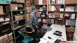 Uniformed Officer Bends Over a Desk for a Bareback Ride