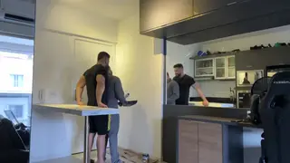 Painter Takes a Bareback Break in His Work Uniform