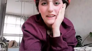 Petite Hairy Teen Explores Her Body in Bedroom
