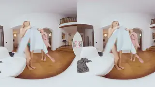 Blonde Lesbians Share Toy Play in POV
