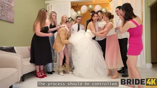 Brunette Bride Cheats Outdoors on Wedding Day
