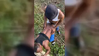Muscular Daddy Claims Ebony Stud in Bareback Gym Session