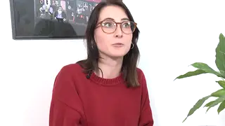 Busty German Amateur Rides Toy in Glasses