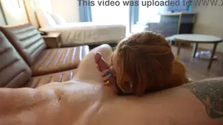 Redhead Caught Touching Herself in Hotel Suite