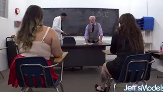 Curvy BBWs Share BBC in Classroom Orgy