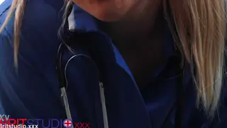 Petite Blonde Nurse Cosplay in Hospital Setting