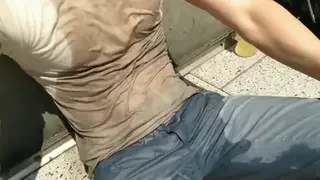 Public Airport Area Becomes Playground for Pissing and Rimming Session