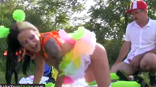 Curvy Teen Takes a Hard Pounding Outdoors from Behind
