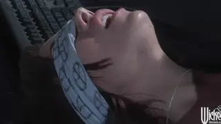 Brunette Secretary Gives Deep Throat to Her Boss at the Desk