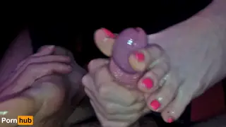 European Girlfriend Gives Sensual Footjob and Handjob POV