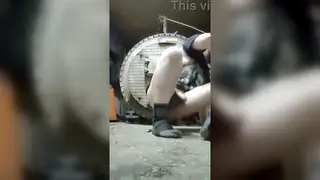 Tattooed European Strokes Himself on the Floor