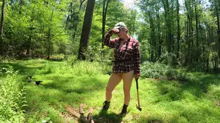 Curvy MILF Strips Naked for Outdoor Woodland Workout