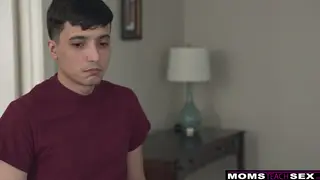 Busty Brunette Stepmom Rides Stepson Bareback to Creampie