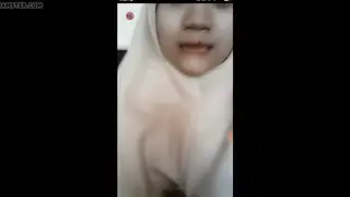 Malaysian Woman Wearing Headscarf Teases Herself Slowly