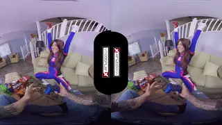 Brunette Cosplayer Rides Hard in Immersive VR