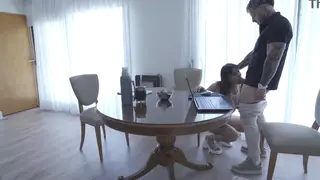 Petite Latina Cheats on Husband with Boss's Son at Office Desk